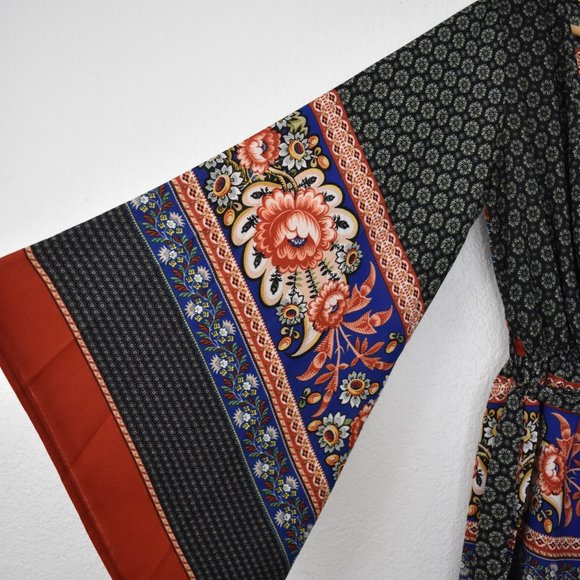 Missguided Mixed Print Bell Sleeve Wrap Romper - Picture 7 of 12